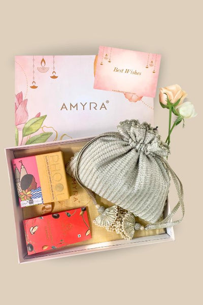 AMYRA Gift hamper - Tara champagne potli - Aroma & Gourmet box
