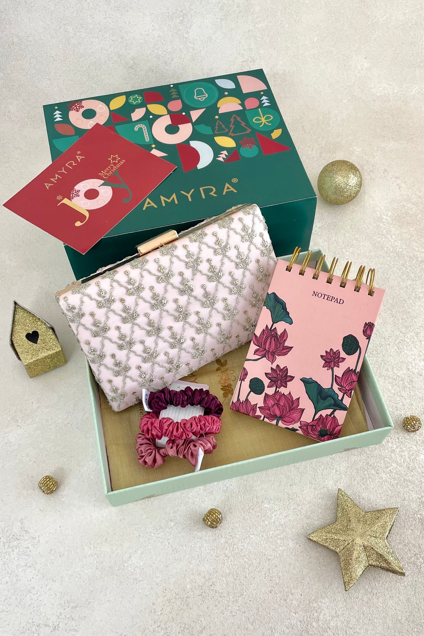 AMYRA Christmas Hamper - Anya Blush Clutch - Self-care & Accessory Box
