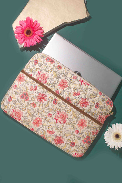 AMYRA Ivy Floral Embroidered Laptop Sleeve (UPTO 14 INCH)