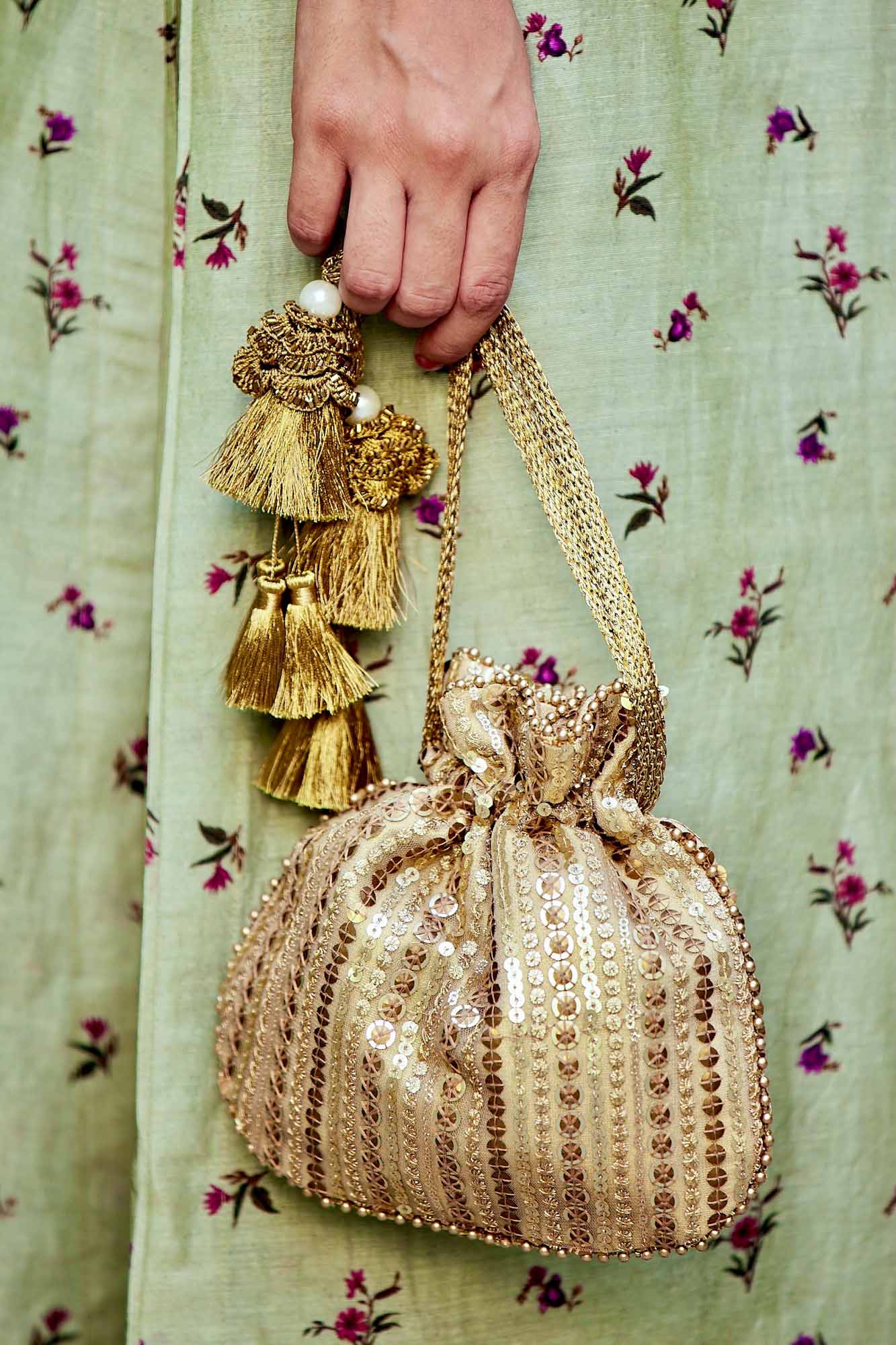 Antique Gold Sequin Potli bag