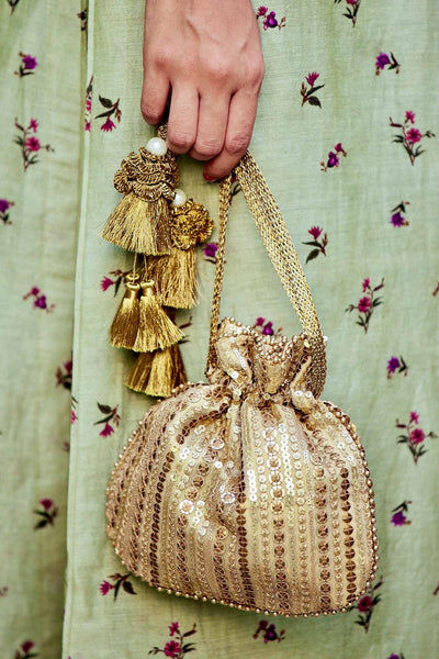 AMYRA Antique Gold sequin Potli bag