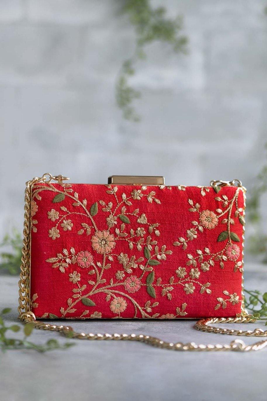 Red floral clutch deals
