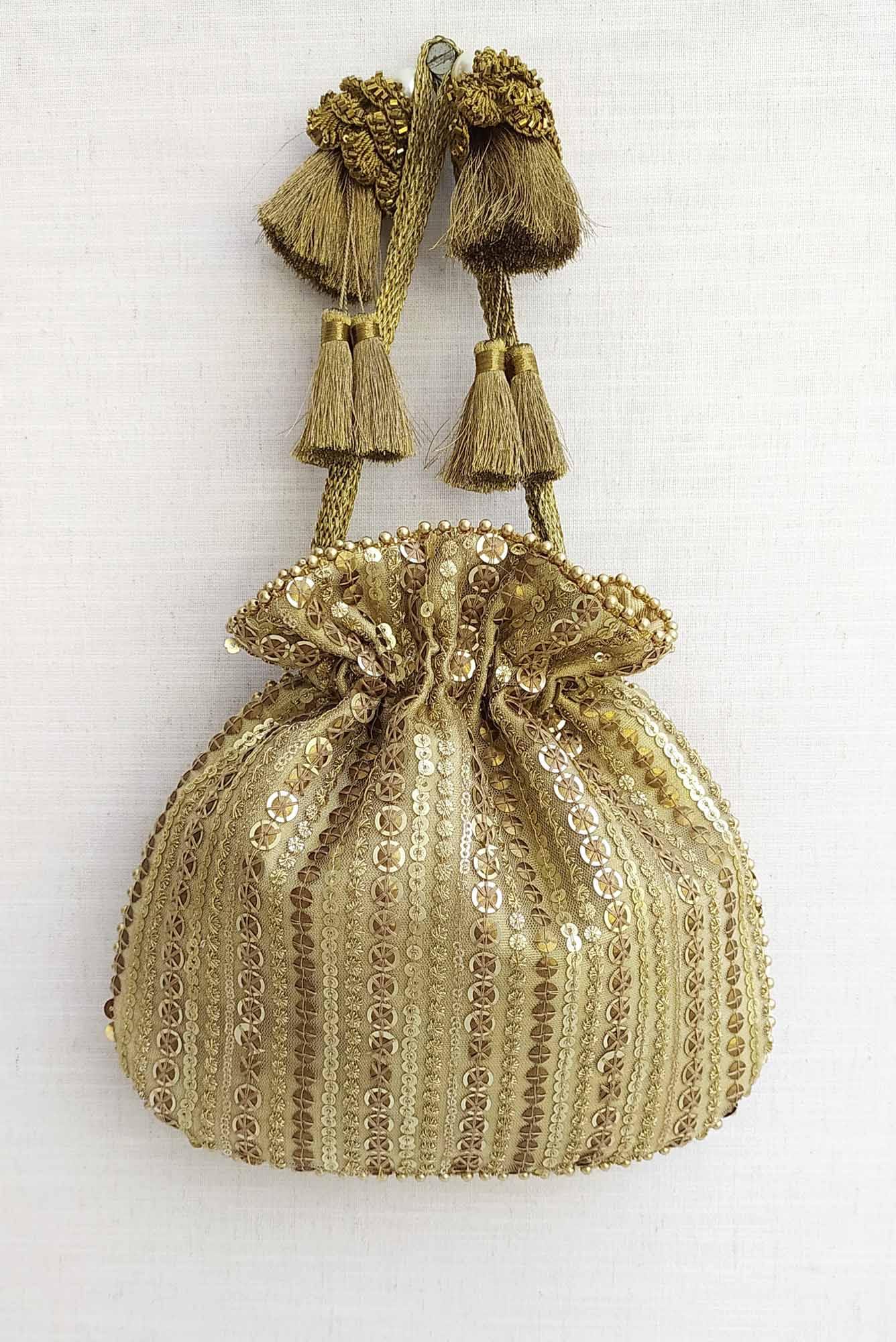AMYRA Antique Gold Sequin Potli bag