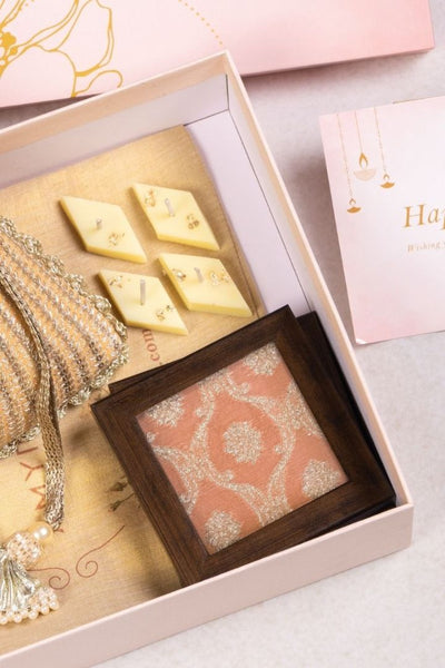 Diwali Hamper - Tara light orange potli - Home and Candle Box