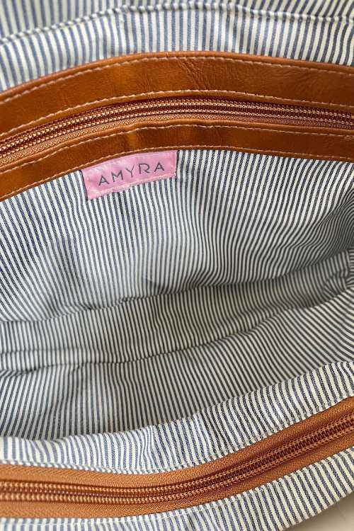 AMYRA_Herringbone navy Tote bag