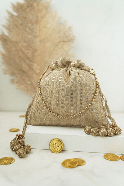 Mirai Embroidered Potli - Gold