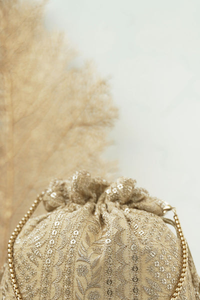 Mirai Embroidered Potli - Gold