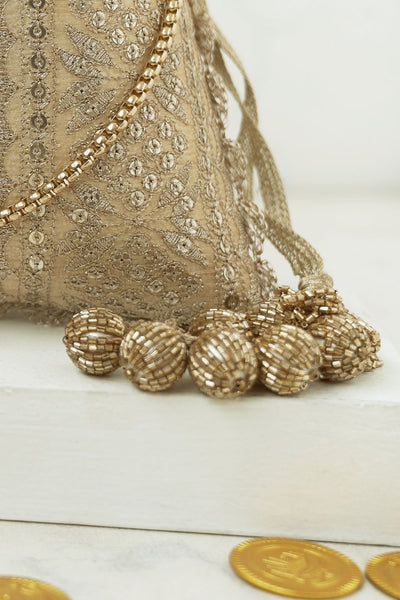 Mirai Embroidered Potli - Gold