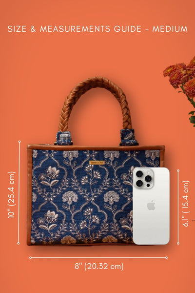 Jharokha Embroidered Handbag - Dark Blue