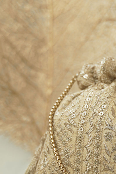 Mirai Embroidered Potli - Gold