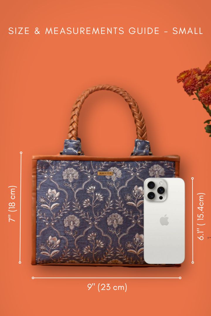 Jharokha Embroidered Handbag - Light Blue