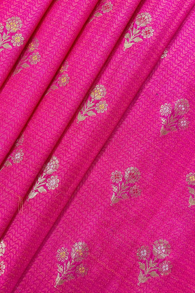 Bahaar Handloom Pure Katan silk & Mango Silk Fabric with Pure Gold Water Zari- Pink