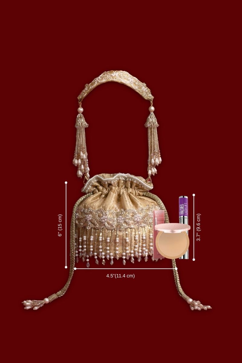 Vivaah Embellished Mini Potli - Beige