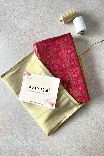 Pink Handloom Pure Katan Silk Gold Zari Brocade Banarasi Fabric