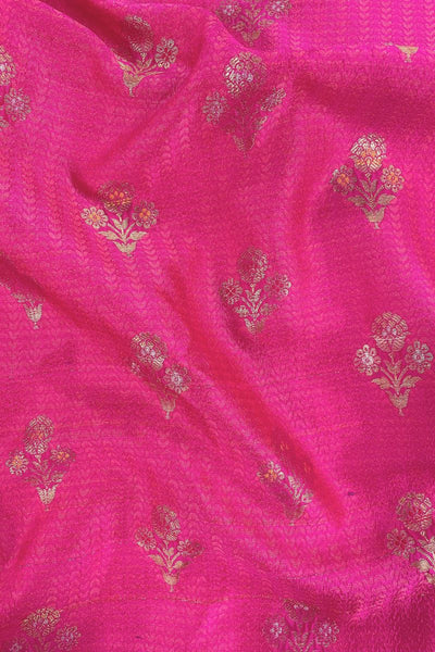 Bahaar Handloom Pure Katan silk & Mango Silk Fabric with Pure Gold Water Zari- Pink