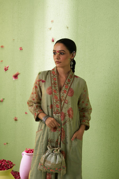 Rhapsody Threadwork Potli - Green