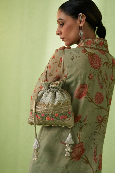 Rhapsody Threadwork Potli - Green