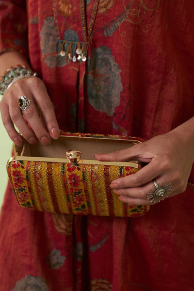 Zuri Box Clutch - Mustard