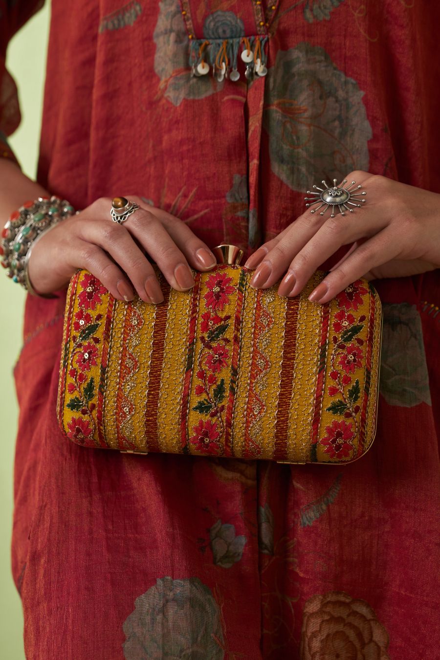 Zuri Box Clutch - Mustard