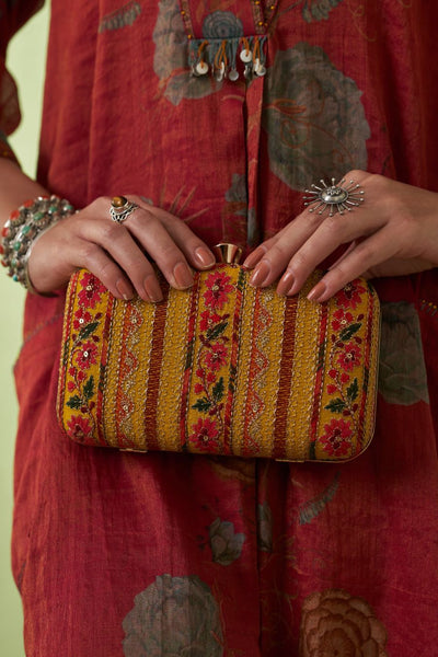 Zuri Box Clutch - Mustard