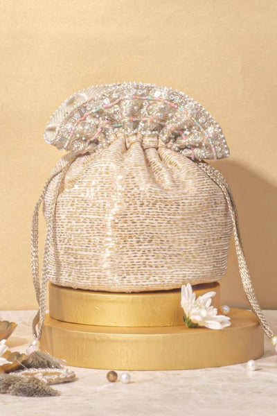 AMYRA - Ruhi Embroidered potli - Beige