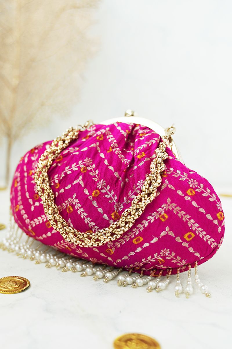 Urvi Bandhani Vintage Purse - Pink