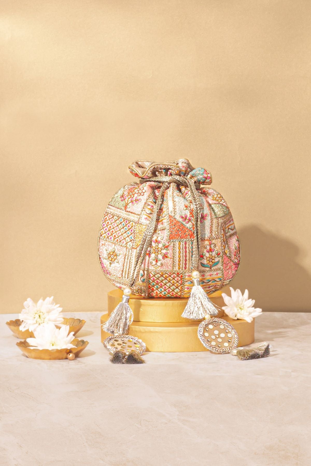 Jia Embroidered Multicolor Potli