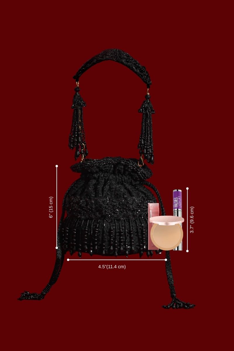 Tilora Embroidered Mini Potli - Black