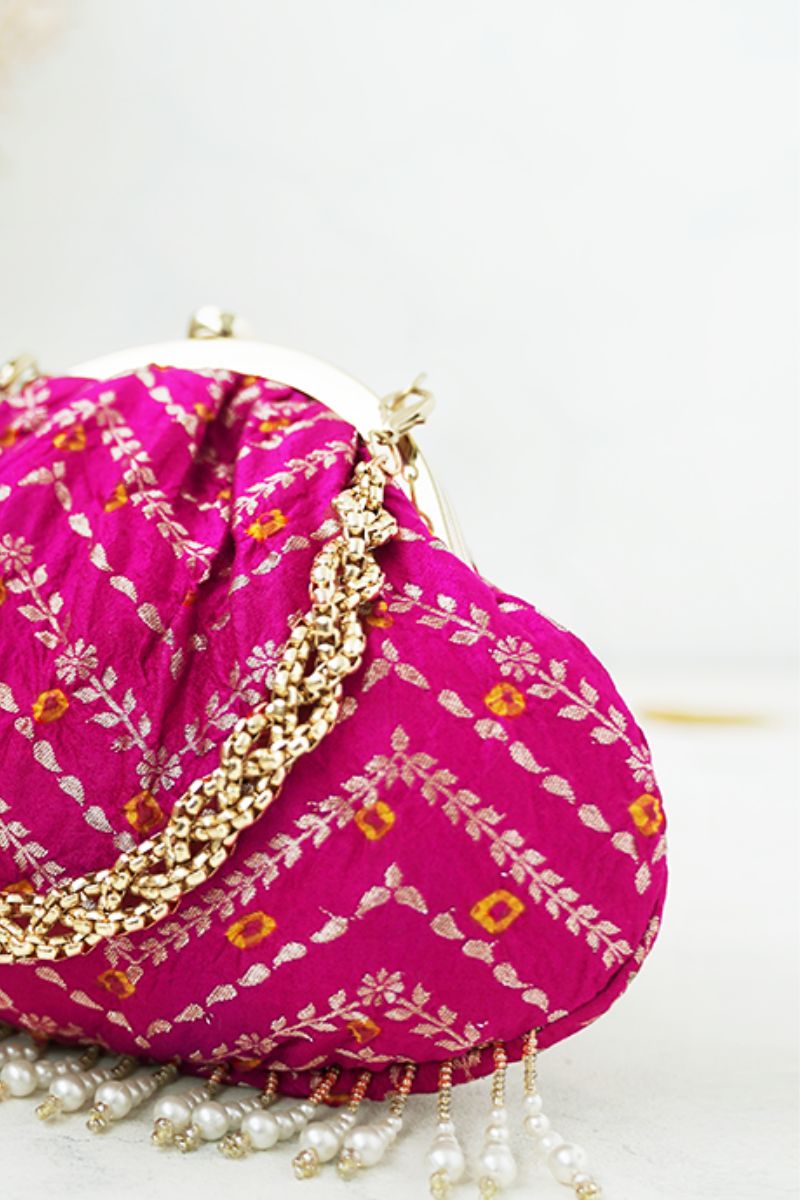Urvi Bandhani Vintage Purse - Pink