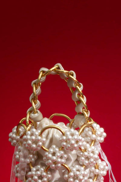 Leila Pearl Gold ring  Bucket bag