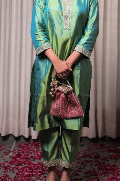 Mirai Embroidered Potli - Pink