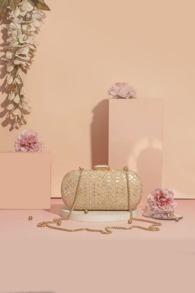 Mirai Embroidered Clutch - Gold