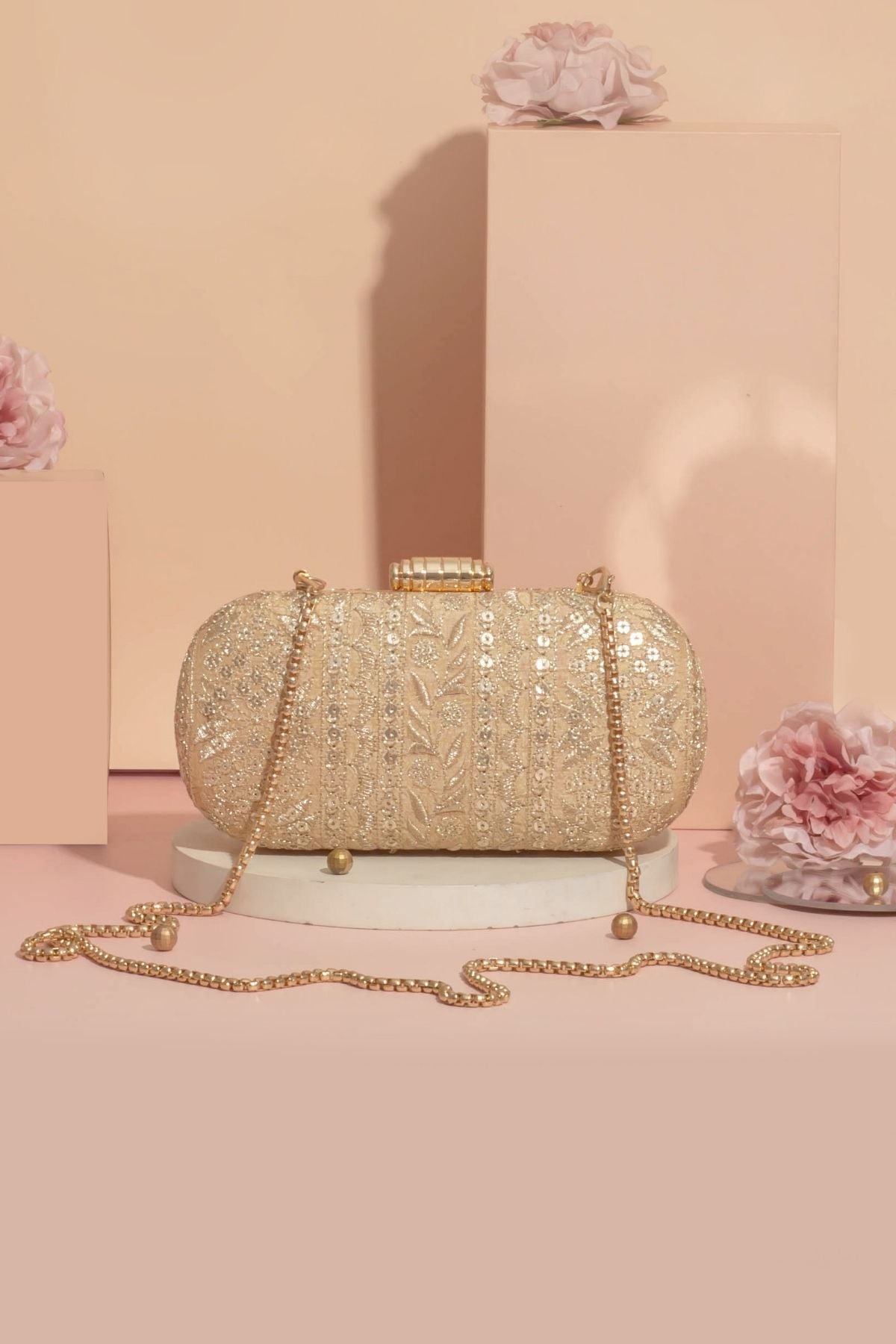 Mirai Embroidered Clutch - Gold