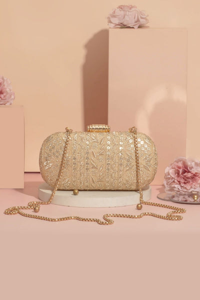 Mirai Embroidered Clutch - Gold