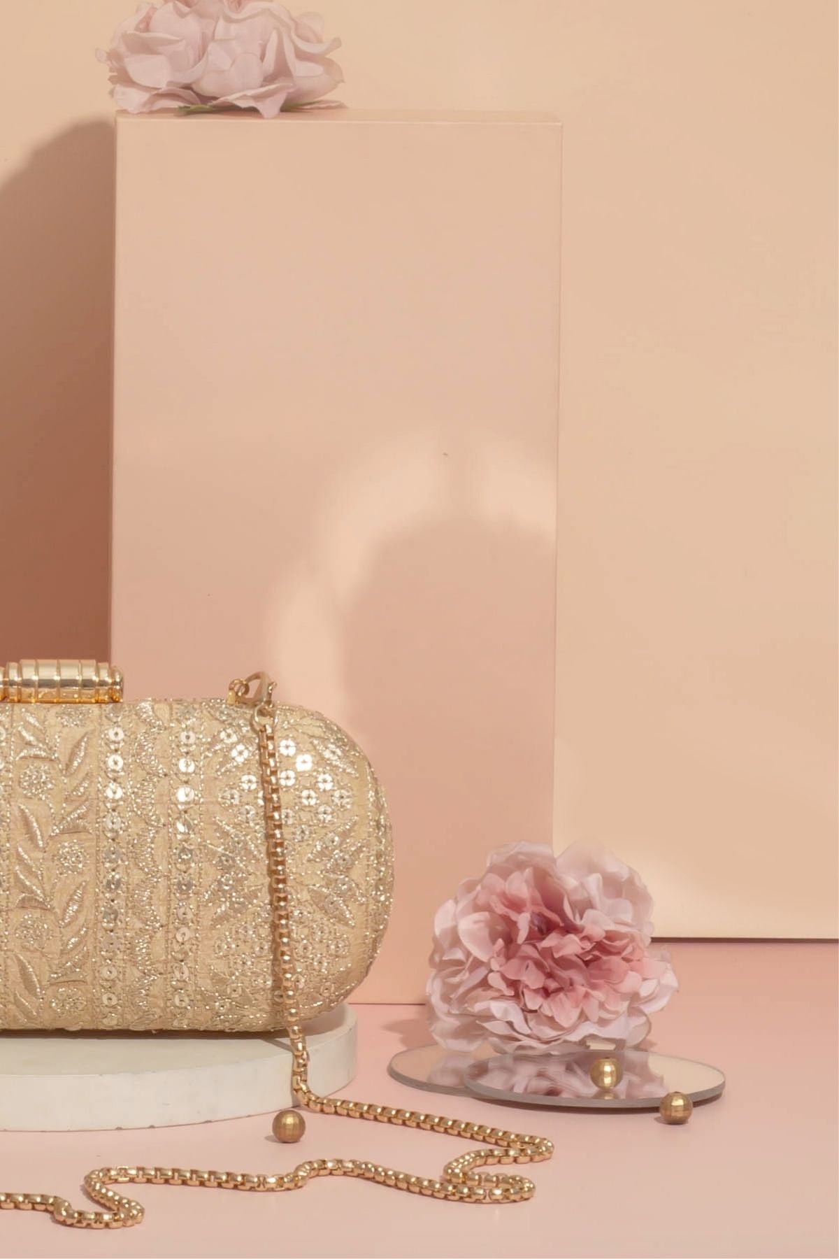 Mirai Embroidered Clutch - Gold