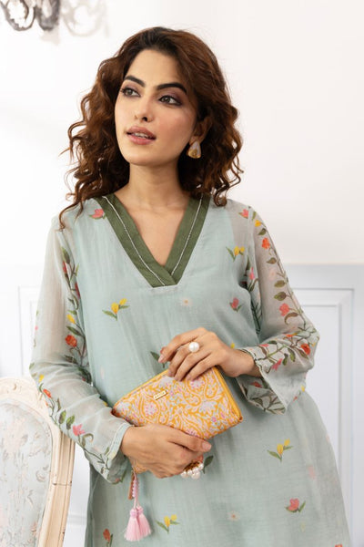 Nyraa Embroidered Wallet - Mustard