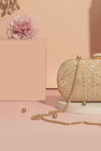 Mirai Embroidered Clutch - Gold
