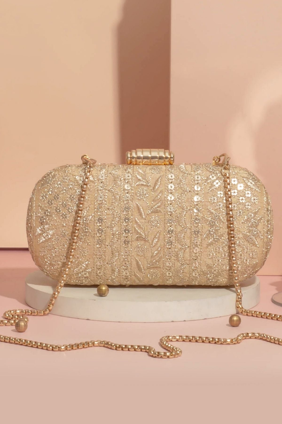 Mirai Embroidered Clutch Gold