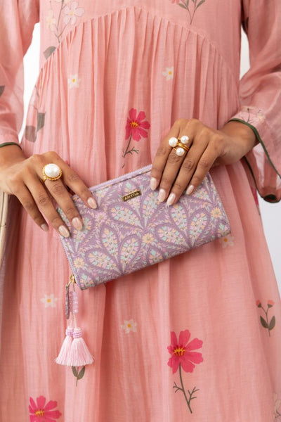 Nyraa Embroidered Wallet - Violet