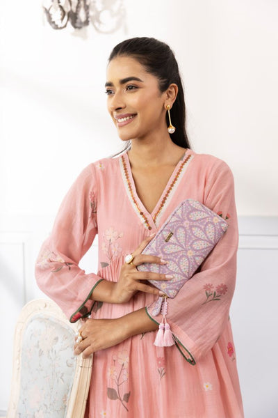 Nyraa Embroidered Wallet - Violet