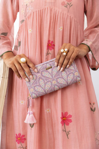 Nyraa Embroidered Wallet - Violet