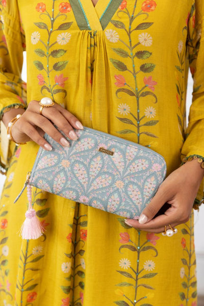 Nyraa Embroidered Wallet - Powder Blue