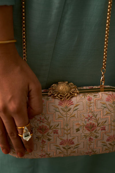Mogra Capsule Clutch - Baby pink