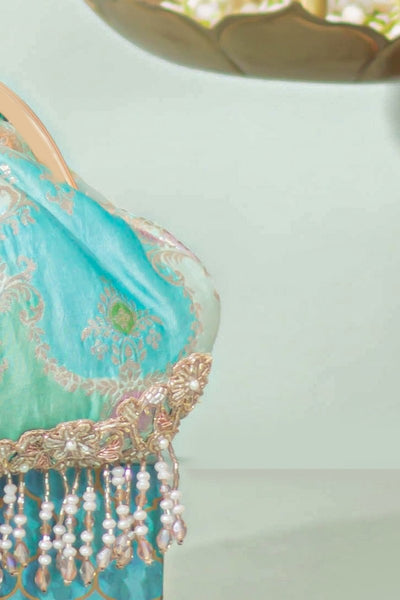 Abstract Art Banarasi Vintage Purse - Blue