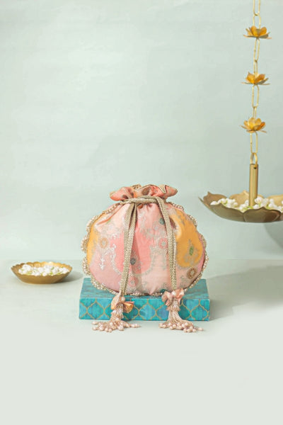 Abstract Art Banarasi Potli - Peach