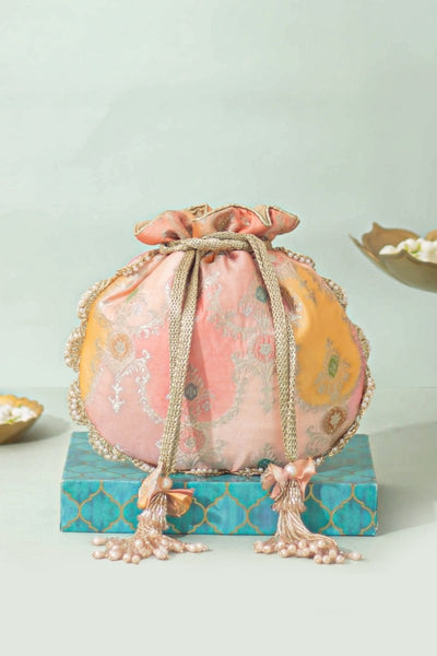 Abstract Art Banarasi Potli - Peach