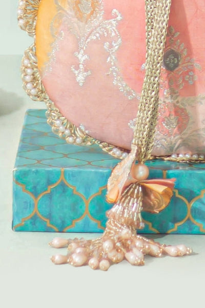 Abstract Art Banarasi Potli - Peach