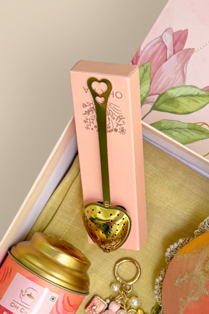 Gift Hamper - Abstract Art Banarasi Potli - Peach - Care Box