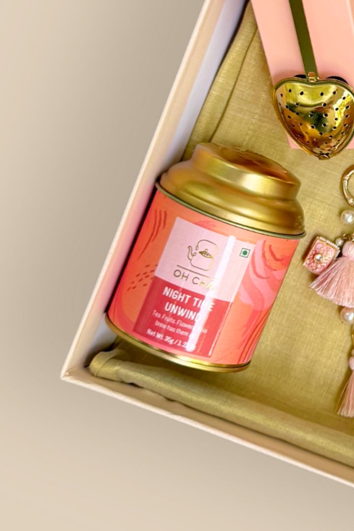 Gift Hamper - Abstract Art Banarasi Potli - Peach - Care Box
