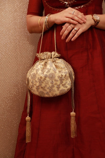 Ada Embroidered Potli - Gold